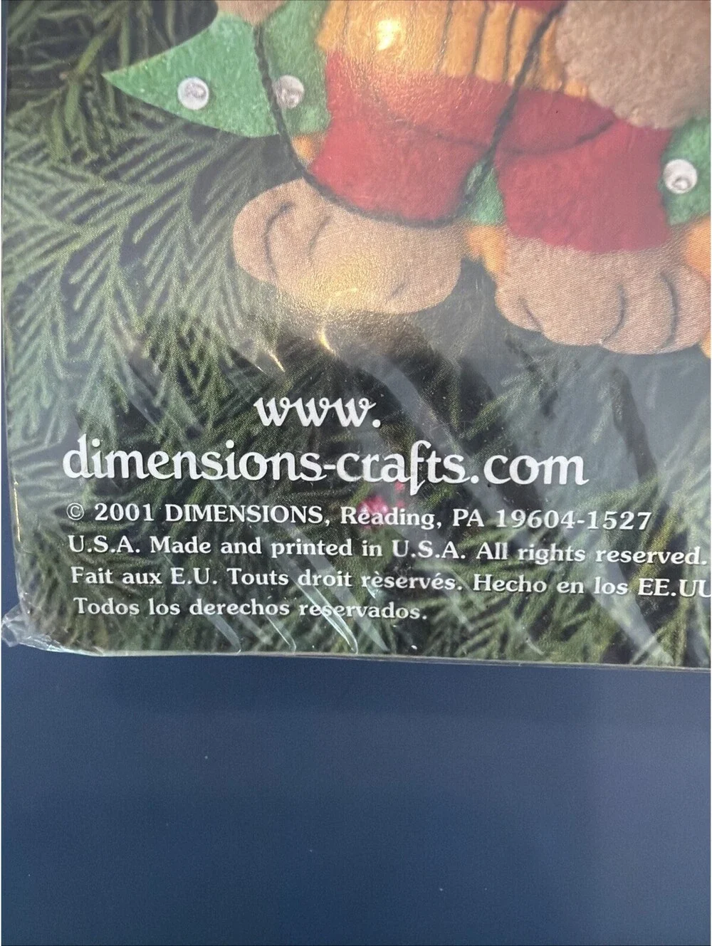 Vintage 2001 Dimensions Felt Works Appliqué Stocking Bears And Christmas Tree Ne